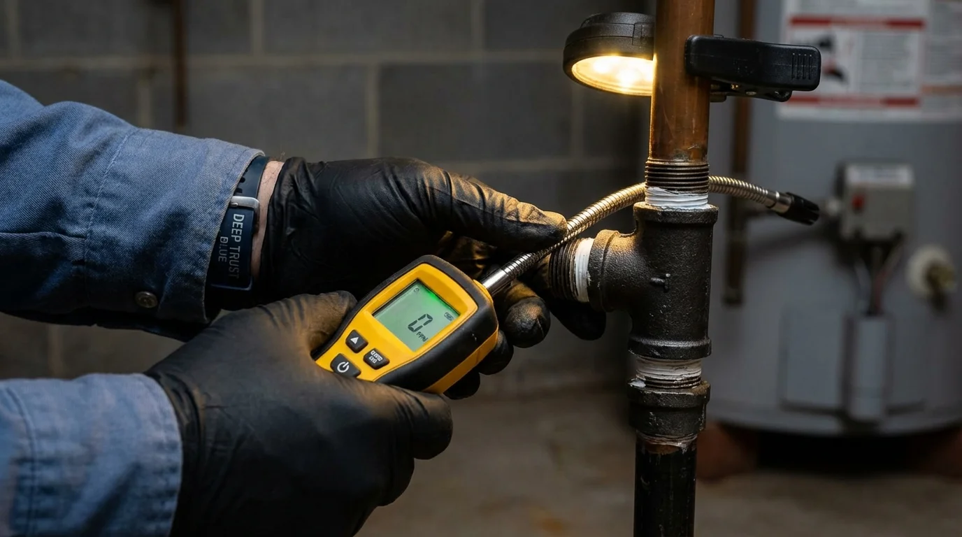 Gas leak detection with electronic sniffer by Johns Plumbing LLC in Carol Stream